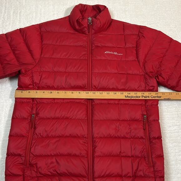 Eddie Bauer Down Red Jacket Lightweight Insulated Zip Pockets S - Picture 5 of 10